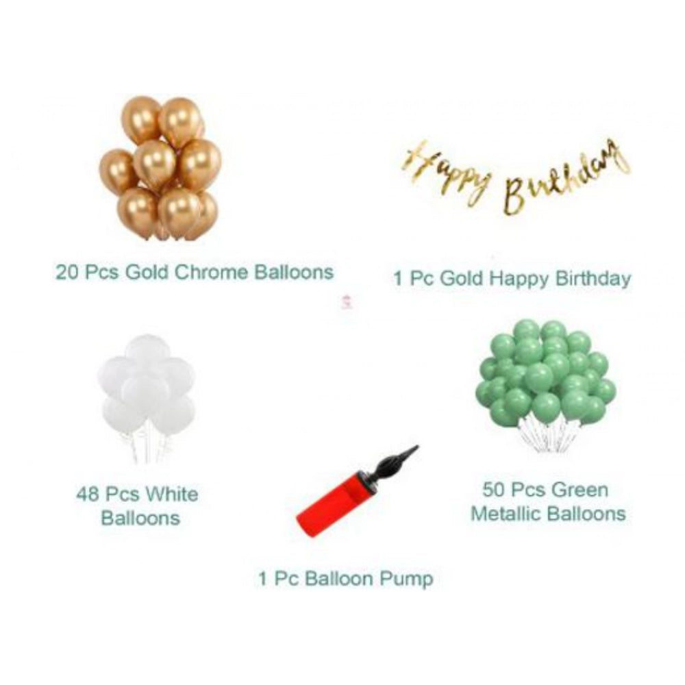 Multicolor birthday decoration combo: Gold banner, foil balloons, air pump. Non-toxic, eco-friendly party items for children's celebrations