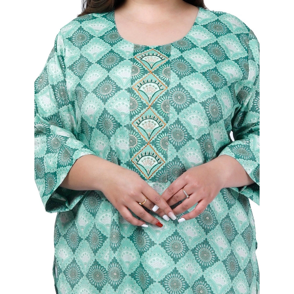 Women's Office wear Golden Foil Capsule Straight Kurti (Light Green)