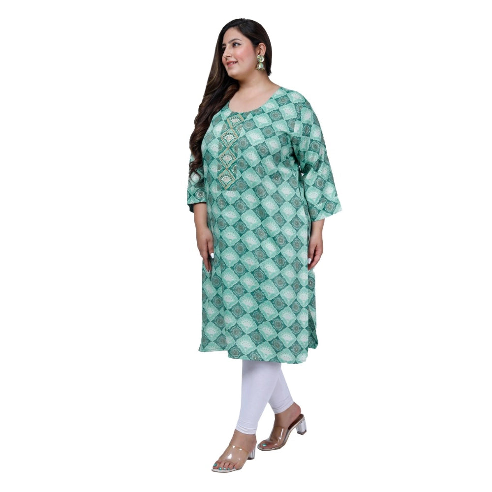 Women's Office wear Golden Foil Capsule Straight Kurti (Light Green)