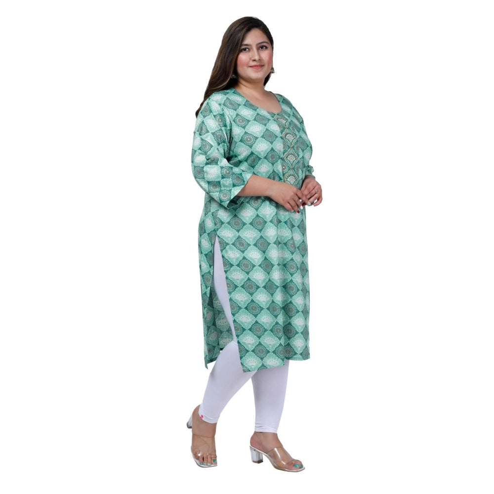 Women's Office wear Golden Foil Capsule Straight Kurti (Light Green)
