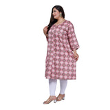 Women's Office wear Golden Foil Capsule A-Line Kurti (Pink)