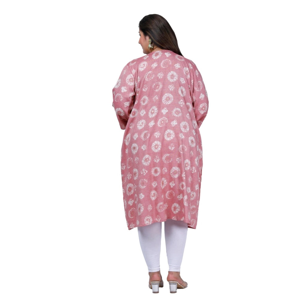 Women's Office wear Golden Foil Capsule A-Line Kurti (Pink)