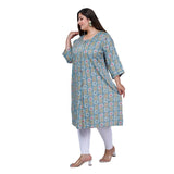 Women's Office wear Golden Foil Capsule A-Line Kurti (Light Blue)