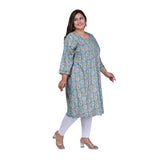Women's Office wear Golden Foil Capsule A-Line Kurti (Light Blue)
