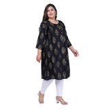 Women's Office wear Golden Foil Capsule A-Line Kurti (Black)