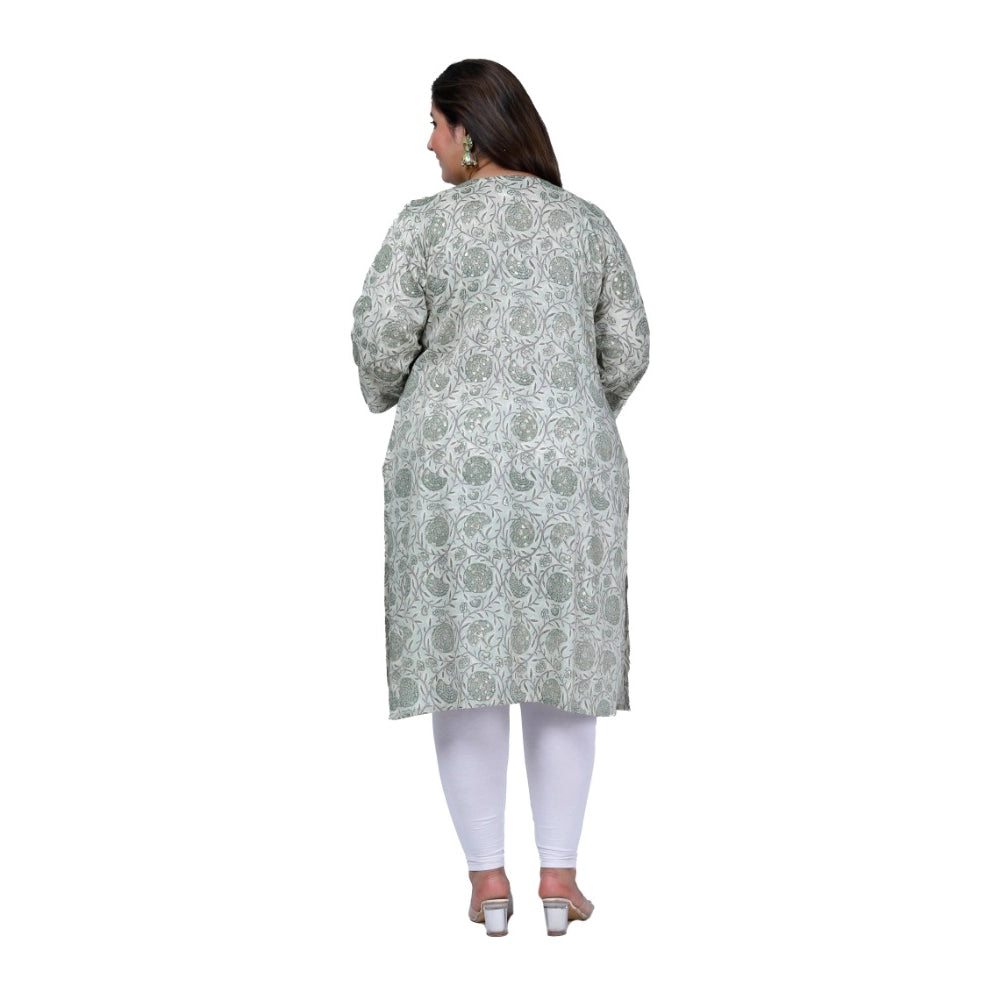 Women's Office wear Golden Foil Capsule Straight Kurti (Green)