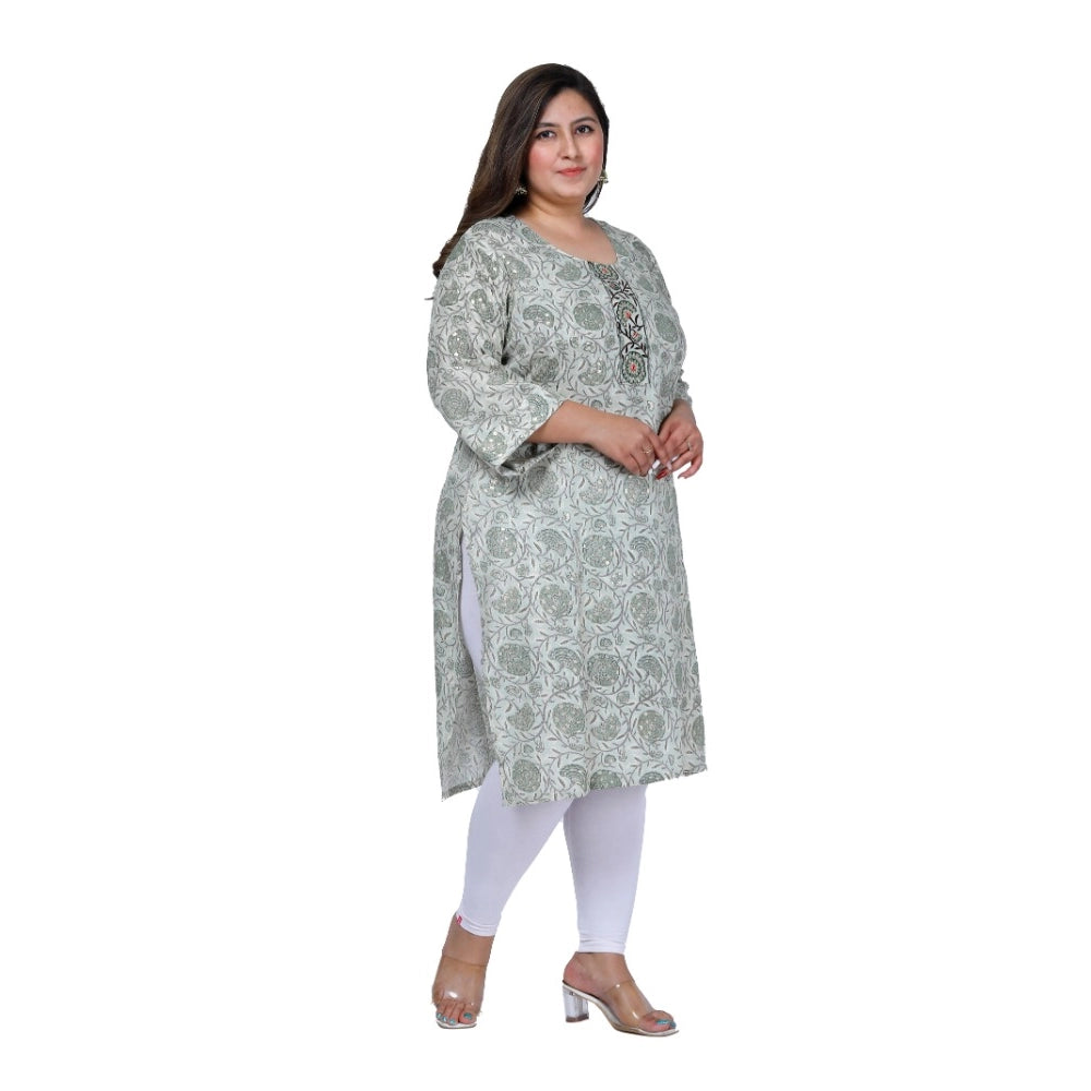 Women's Office wear Golden Foil Capsule Straight Kurti (Green)