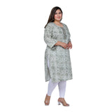 Women's Office wear Golden Foil Capsule Straight Kurti (Green)