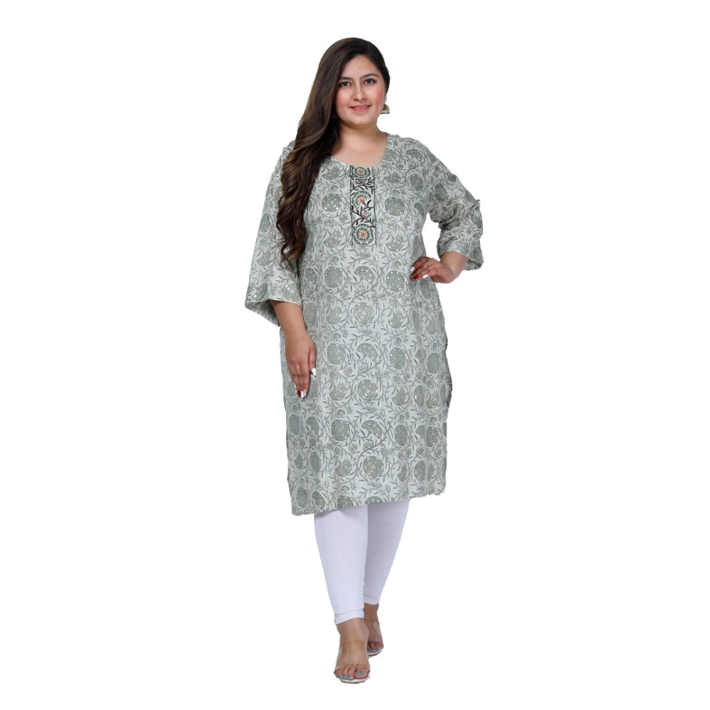 Women's Office wear Golden Foil Capsule Straight Kurti (Green)