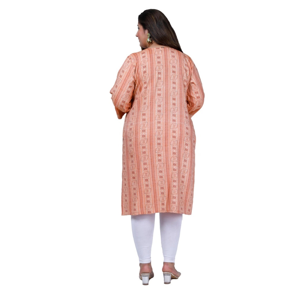 Women's Office wear Golden Foil Capsule Straight Kurti (Orange)