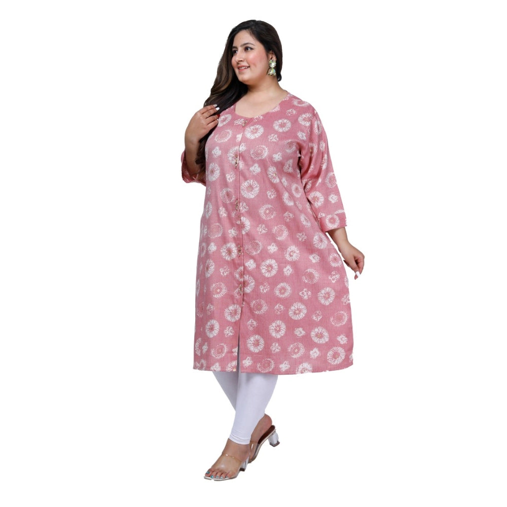 Women's Office wear Golden Foil Capsule A-Line Kurti (Pink)