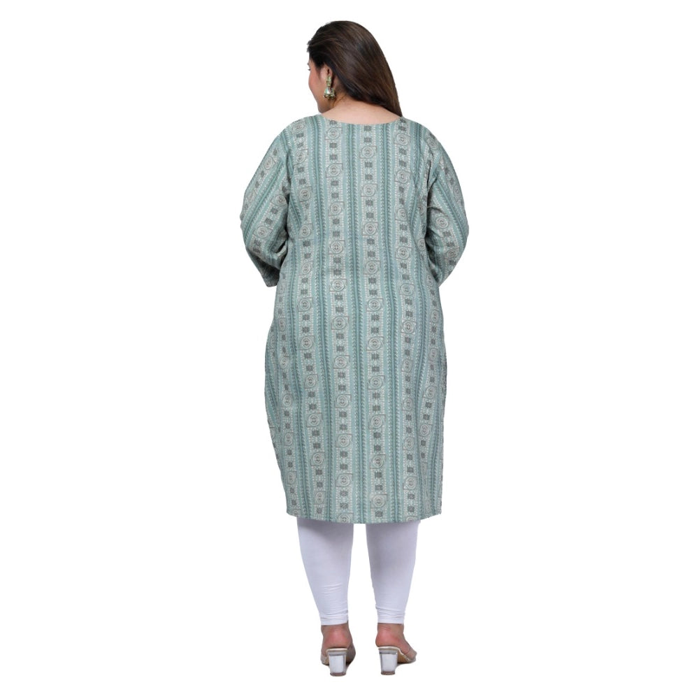 Women's Office wear Golden Foil Capsule A-Line Kurti (Light Green)