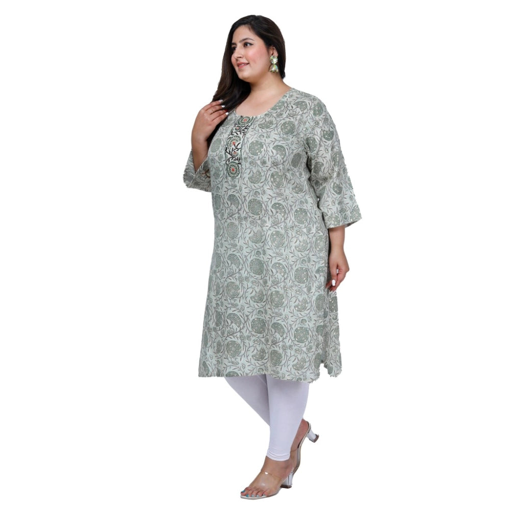 Women's Office wear Golden Foil Capsule Straight Kurti (Green)