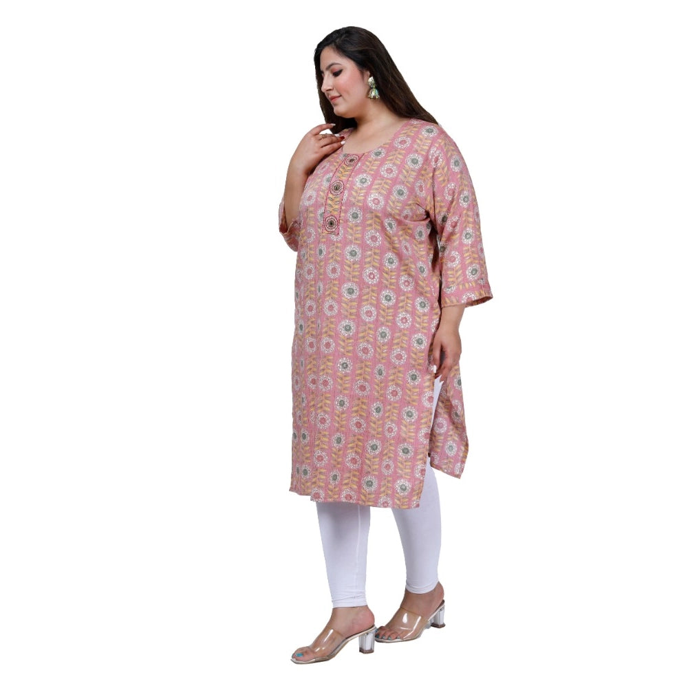Women's Office wear Golden Foil Capsule Straight Kurti (Pink)