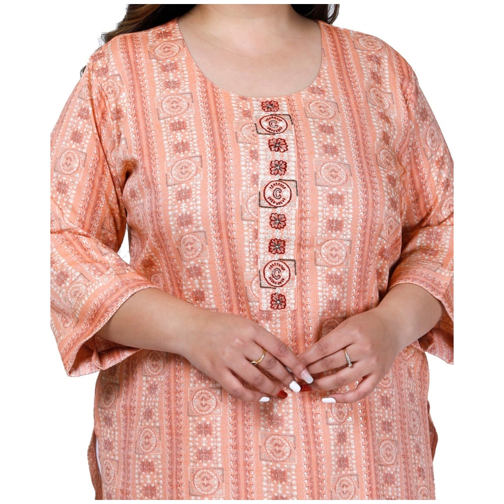 Women's Office wear Golden Foil Capsule Straight Kurti (Orange)