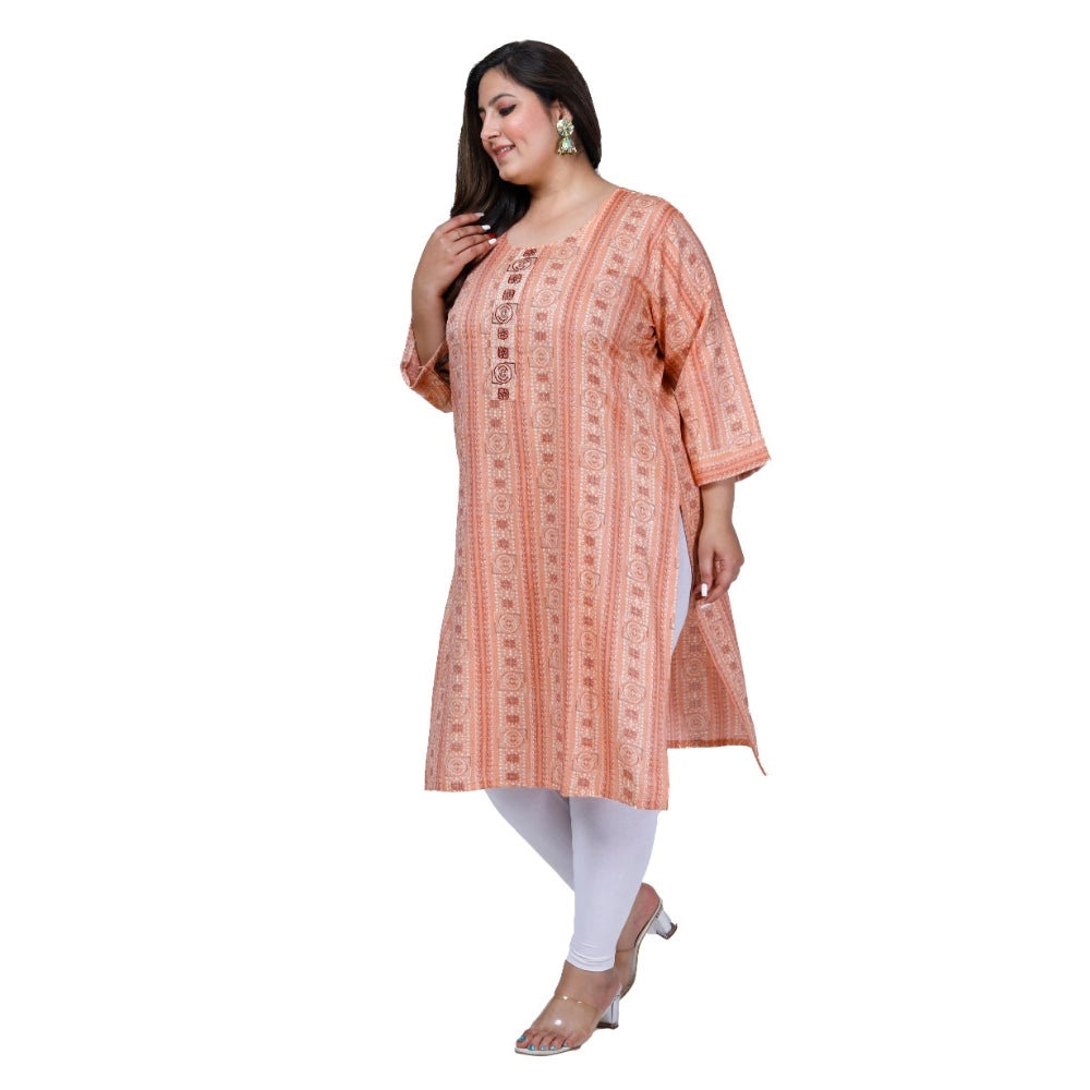 Women's Office wear Golden Foil Capsule Straight Kurti (Orange)