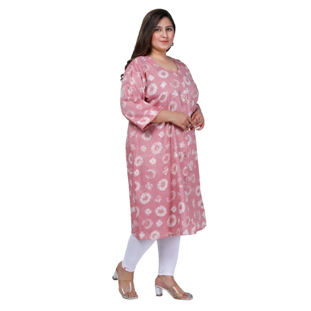 Women's Office wear Golden Foil Capsule A-Line Kurti (Pink)