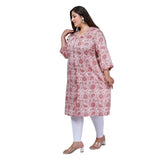 Women's Office wear Golden Foil Capsule A-Line Kurti (Light Pink)