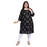 Women's Office wear Golden Foil Capsule A-Line Kurti (Black)