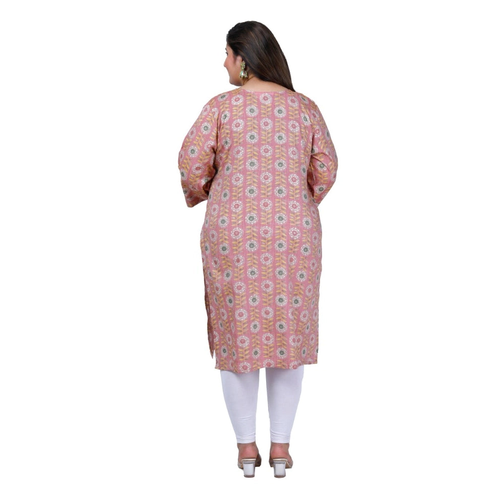 Women's Office wear Golden Foil Capsule Straight Kurti (Pink)
