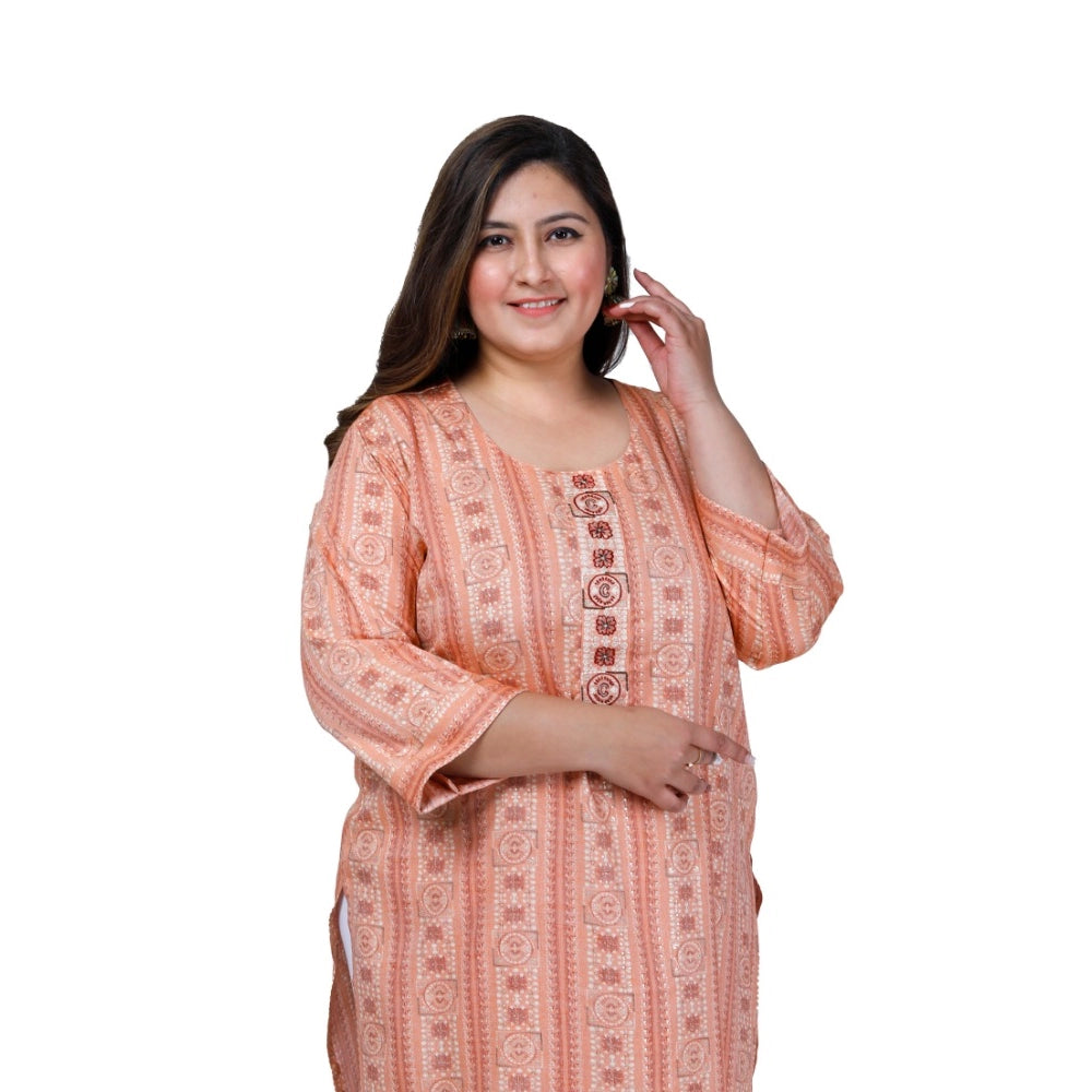 Women's Office wear Golden Foil Capsule Straight Kurti (Orange)