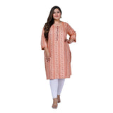 Women's Office wear Golden Foil Capsule Straight Kurti (Orange)