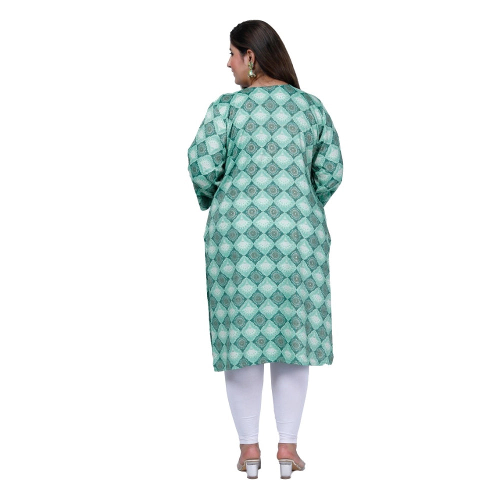 Women's Office wear Golden Foil Capsule Straight Kurti (Light Green)