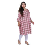 Women's Office wear Golden Foil Capsule A-Line Kurti (Pink)
