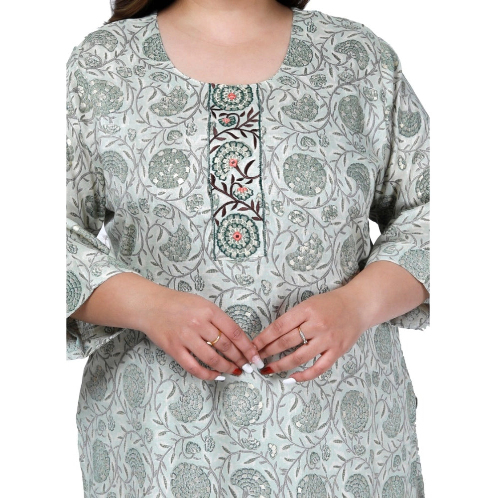 Women's Office wear Golden Foil Capsule Straight Kurti (Green)