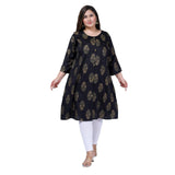 Women's Office wear Golden Foil Capsule A-Line Kurti (Black)