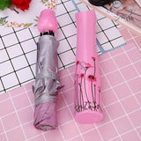 Lightweight rose-patterned canvas umbrella with waterproof case, UV protection, and compact bottle - durable fiberglass & aluminum alloy design, perfect for travel