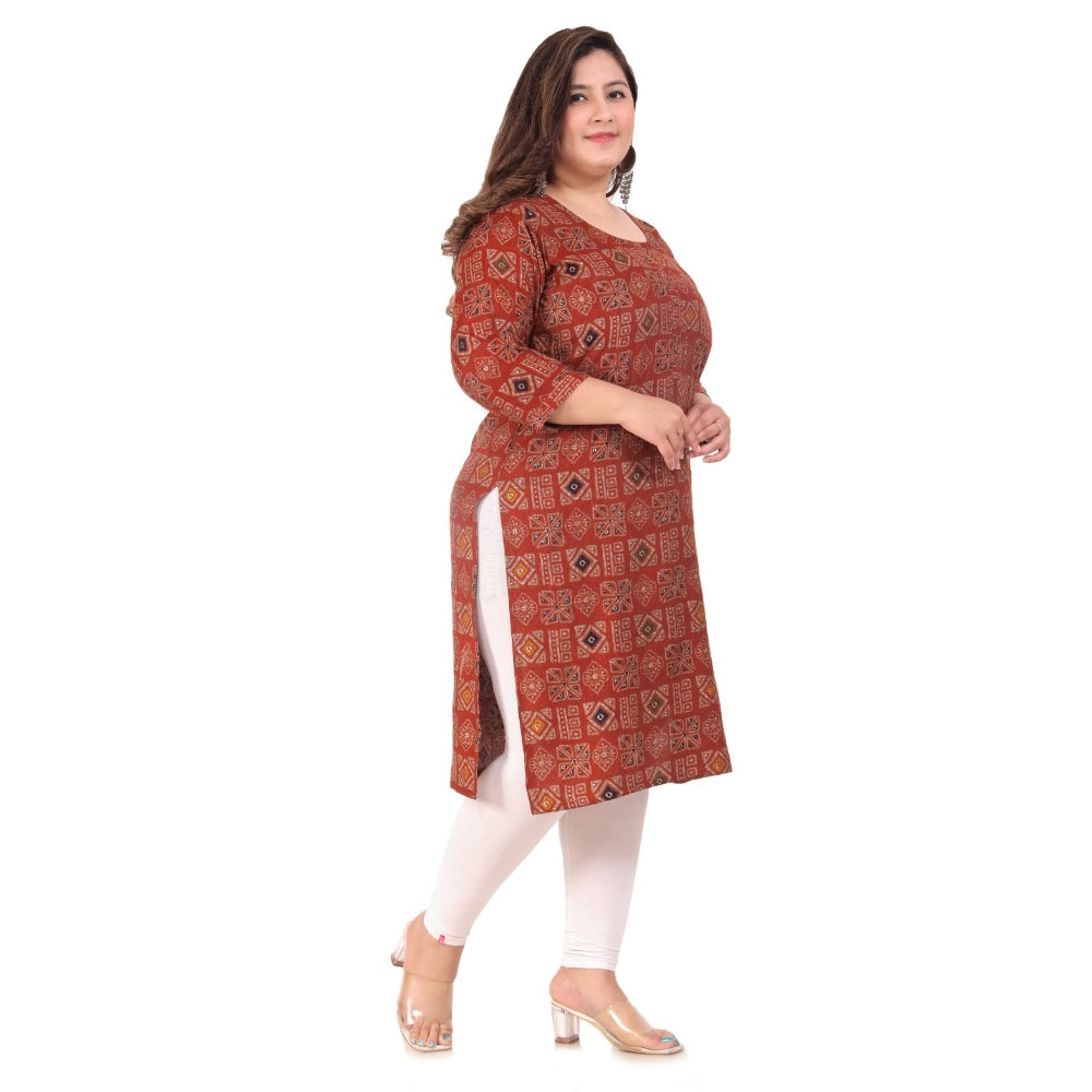 Women's Office wear Designer Printed Capsule Straight Kurti (Maroon)