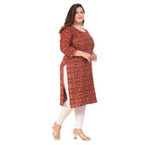 Women's Office wear Designer Printed Capsule Straight Kurti (Maroon)