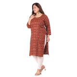 Women's Office wear Designer Printed Capsule Straight Kurti (Maroon)