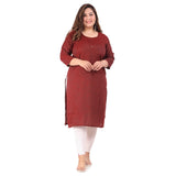 Women's Office wear Bandhni Printed Capsule Straight Kurti (Maroon)