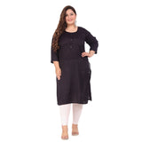 Women's Office wear Bandhni Printed Capsule Straight Kurti (Navy Blue)