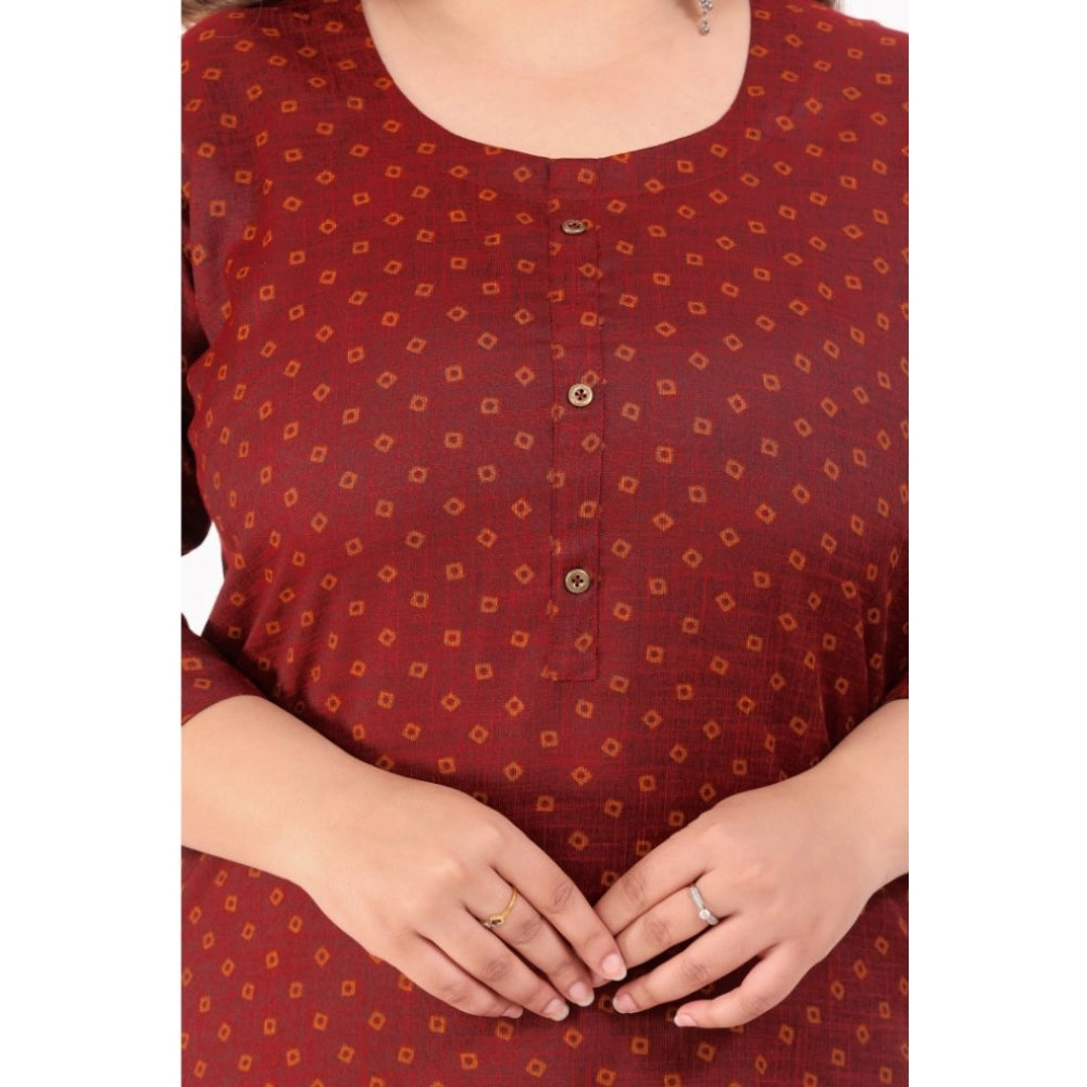 Women's Office wear Bandhni Printed Capsule Straight Kurti (Maroon)