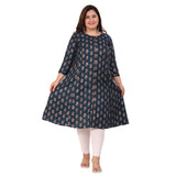 Women's Office wear Floral Printed Capsule Princess Cut Kurti (Green)