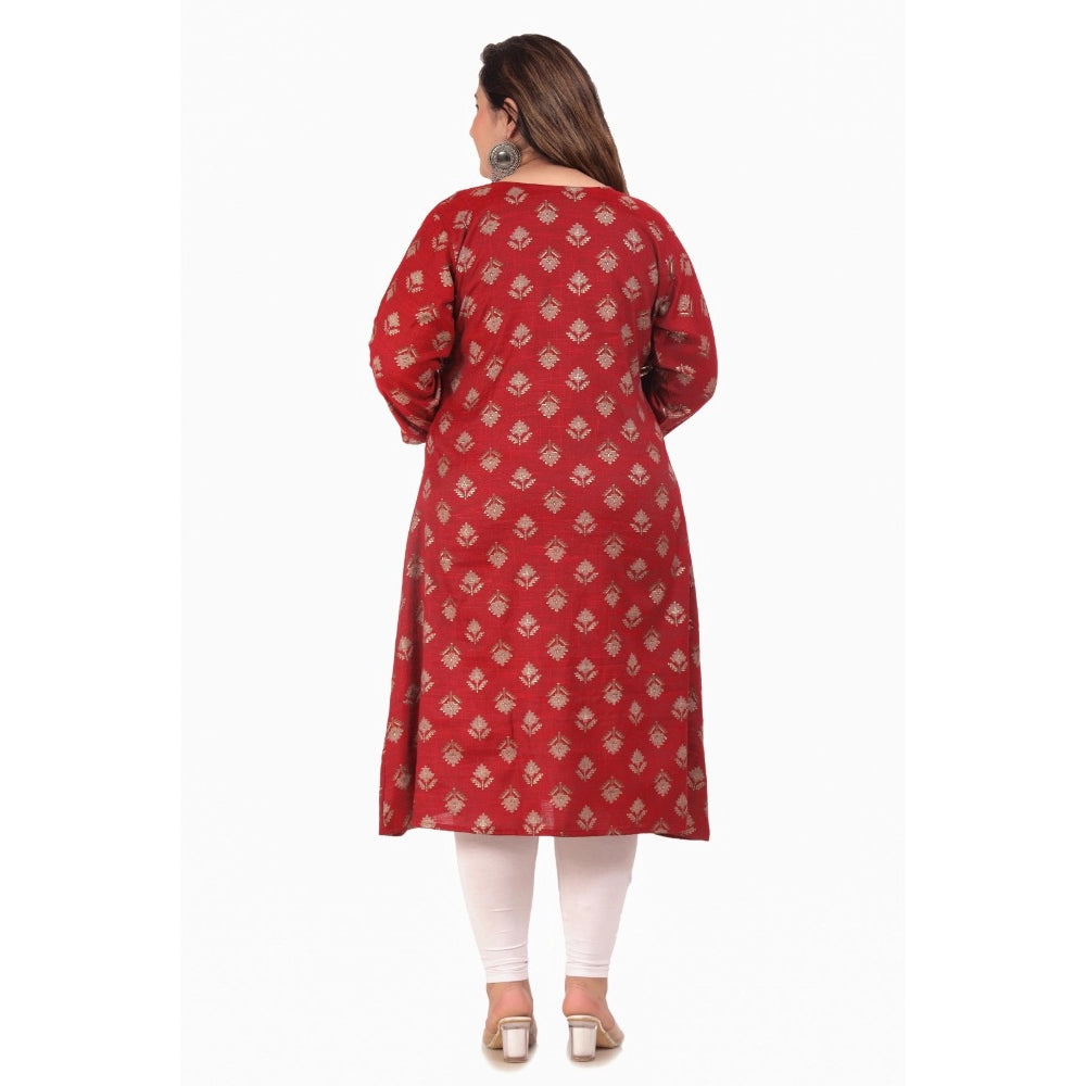 Women's Office wear Floral Printed Capsule A-Line Kurti (Maroon)