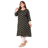 Women's Office wear Floral Printed Capsule A-Line Kurti (Green)