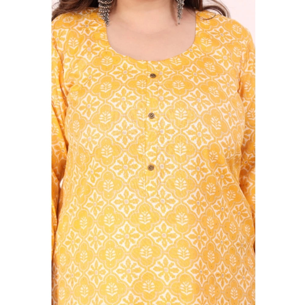 Women's Office wear Designer Printed Capsule Straight Kurti (Yellow)
