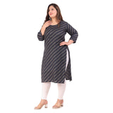 Women's Office wear Stripe Capsule Straight Kurti (Navy Blue)