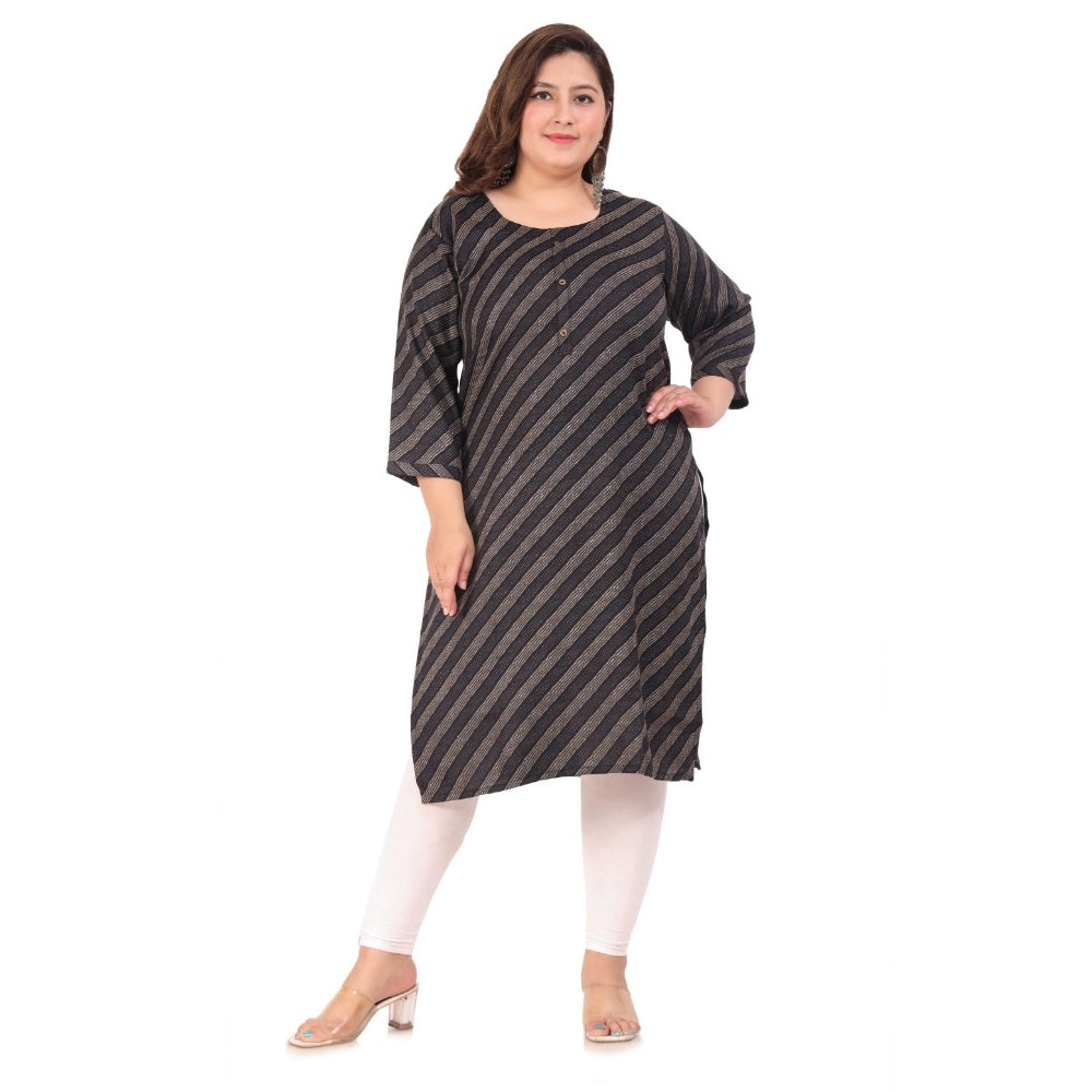 Women's Office wear Stripe Capsule Straight Kurti (Black)