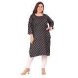 Women's Office wear Stripe Capsule Straight Kurti (Black)