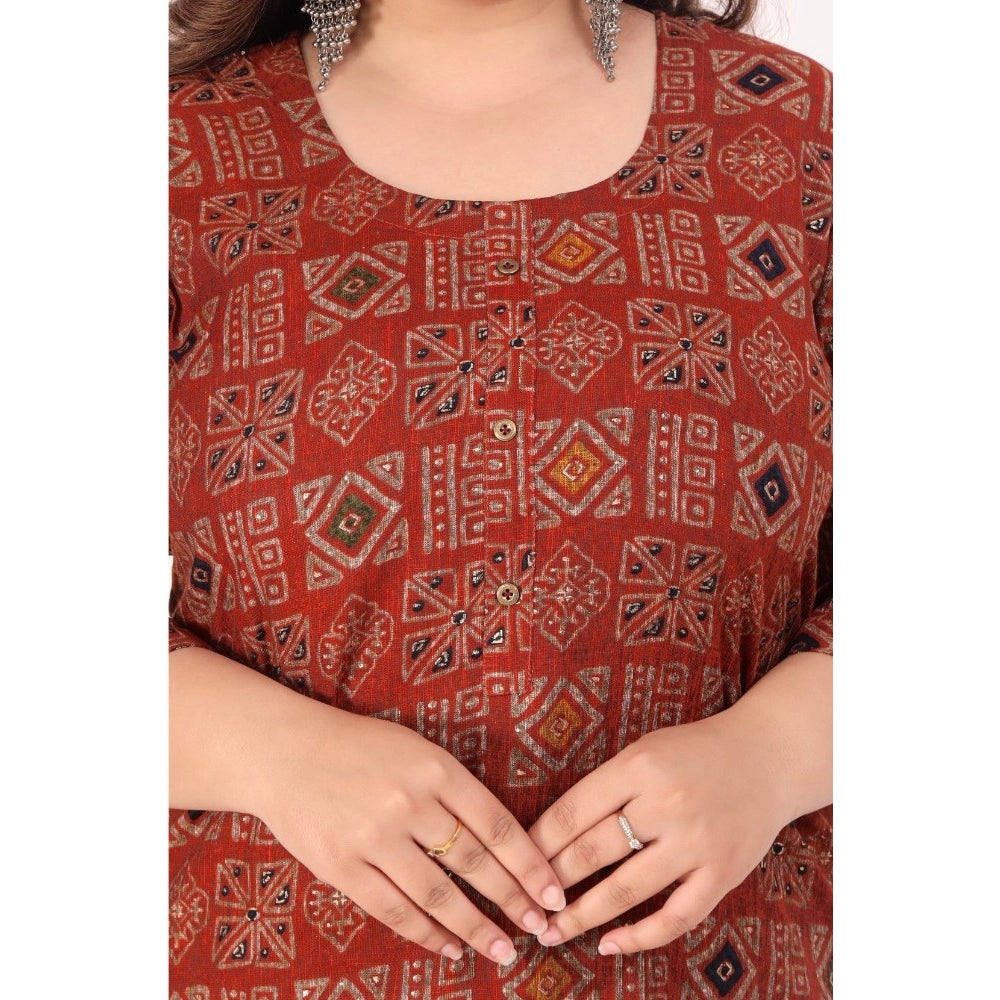 Women's Office wear Designer Printed Capsule Straight Kurti (Maroon)