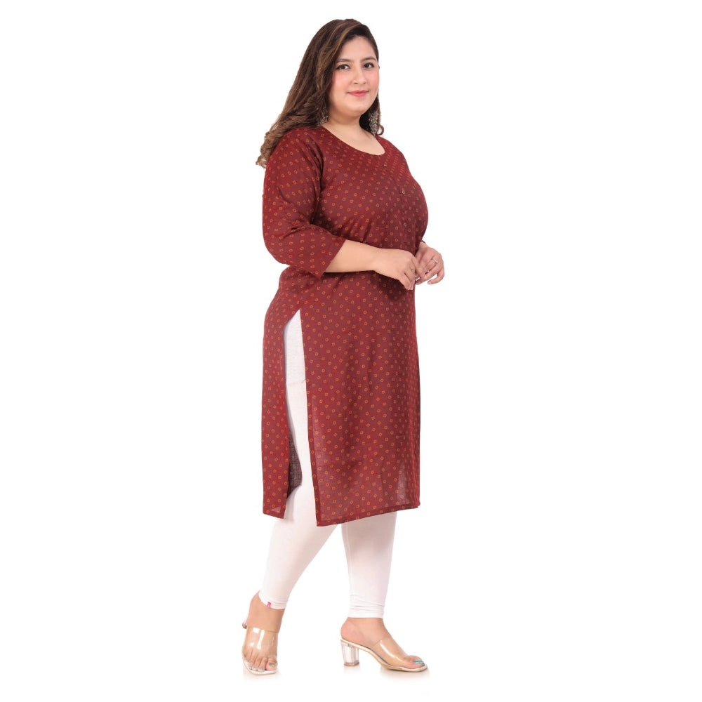 Women's Office wear Bandhni Printed Capsule Straight Kurti (Maroon)