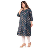 Women's Office wear Floral Printed Capsule Princess Cut Kurti (Green)