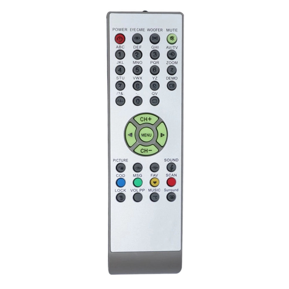 CRT TV Remote No. 100D, lightweight, ergonomic design for Sansui TVs, infrared control with Zinc Carbon battery, max range 30ft