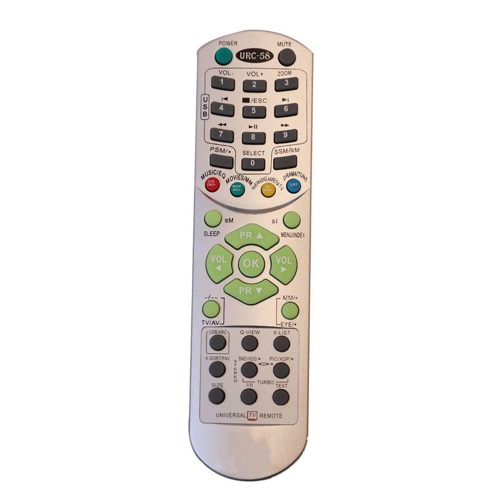 CRT TV Remote URC58, lightweight infrared remote compatible with LG CRT TVs, long-range ergonomic design for easy grip and operation from a distance