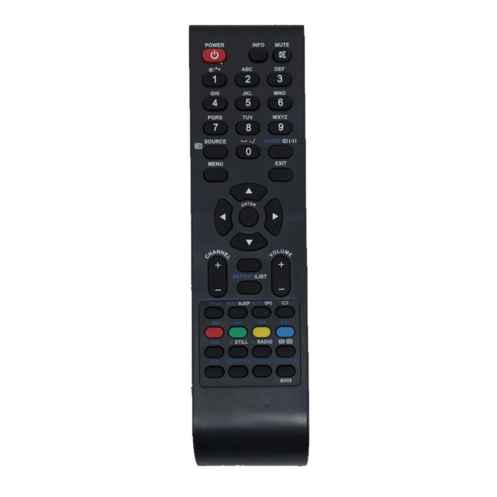 LCD/LED remote with infrared connector, zinc carbon battery, compatible with Vu TV remote (same model only), offers long-range control and ergonomic design